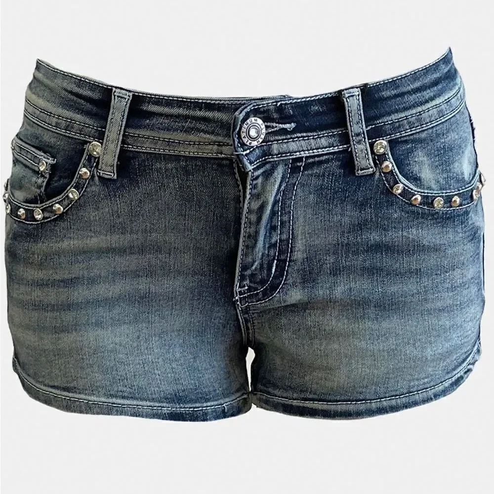 Platinum Plush Tribe of Skulls Rhinestone Shorts